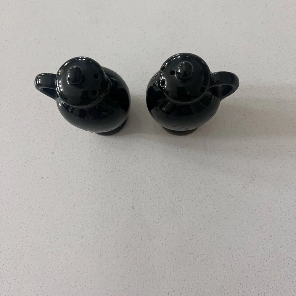 Vintage Black Pitcher‎ Jug Salt Pepper Shaker Set Japan